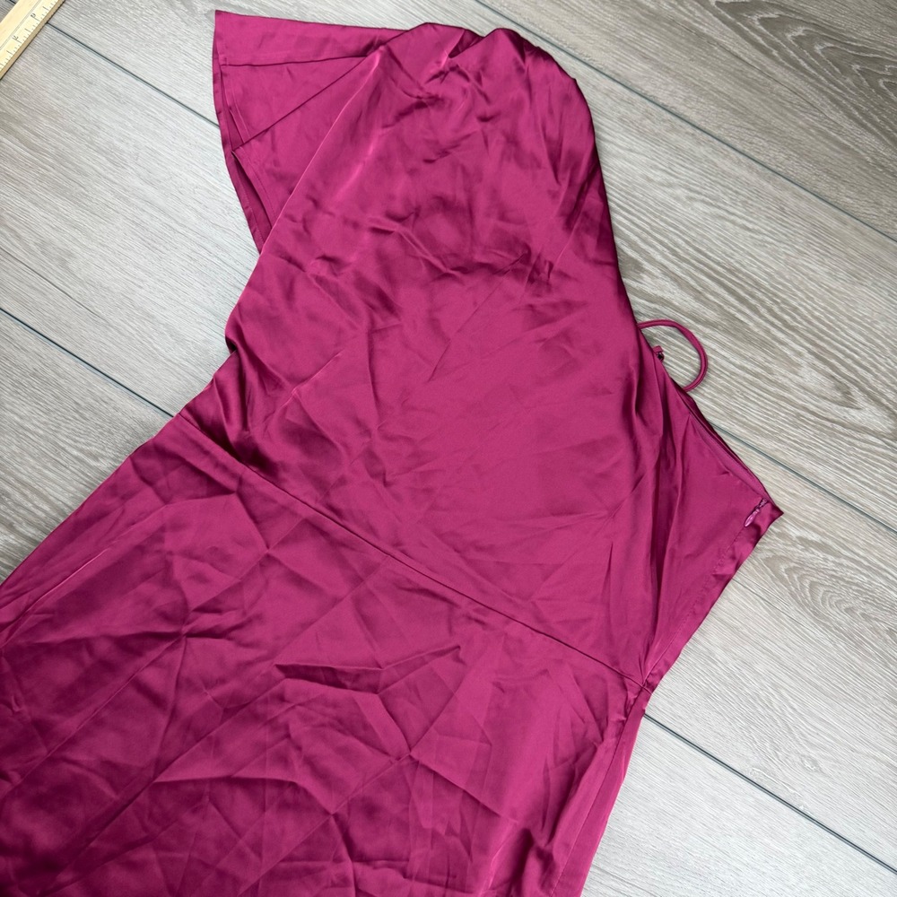 Banana Republic Women Dress One Shoulder Satin Cocktail Magenta Pink Size 12
